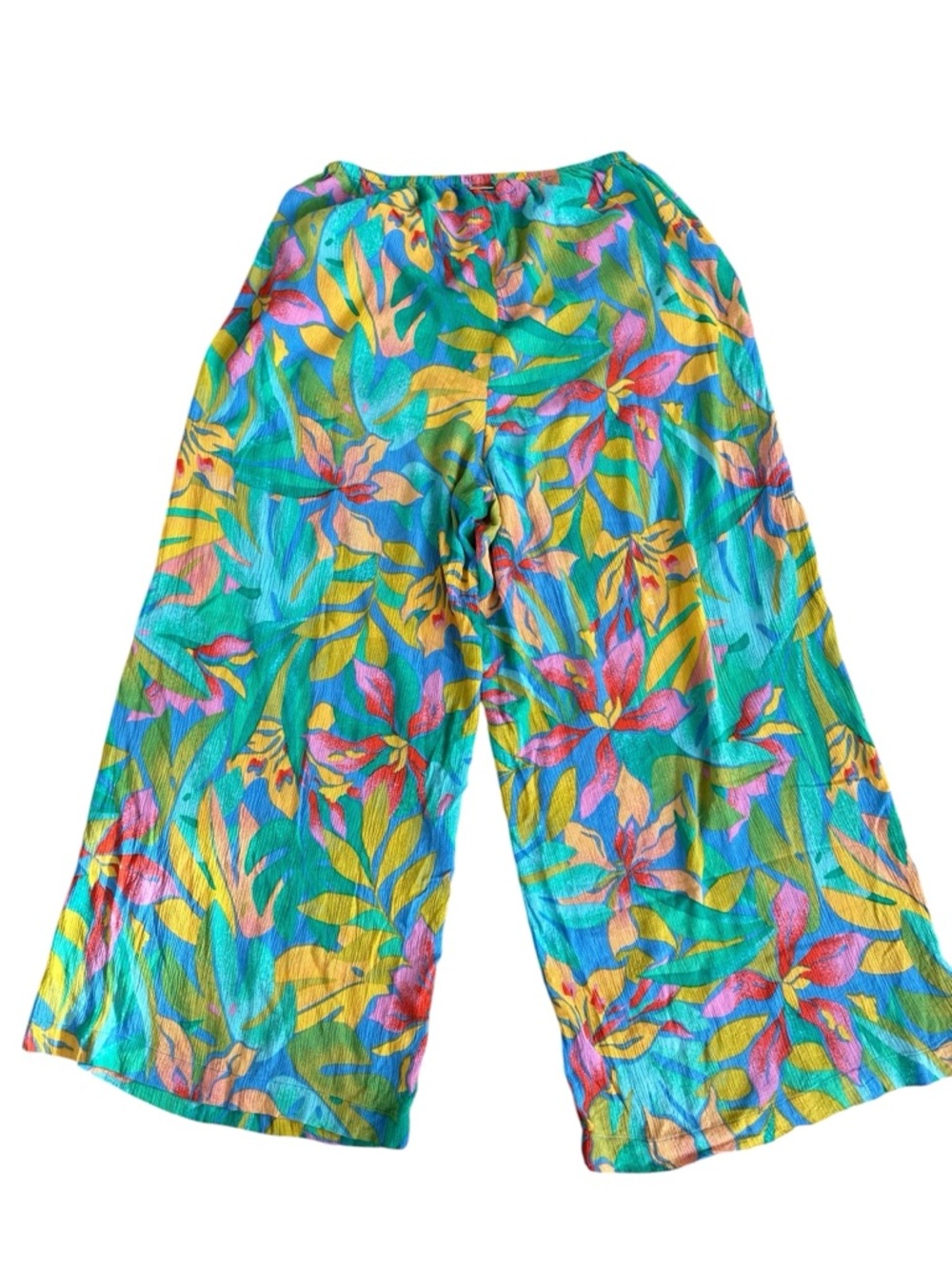 Billabong Tropical Wide Leg Teal Multi Color Pants Boho Beach Vacation Resort S - Picture 16 of 16